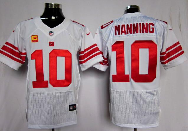 Nike New York Giants 10# Eli Manning White Elite NFL Jerseys C Patch Cheap