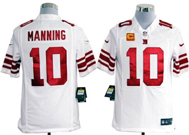 Nike New York Giants 10# Eli Manning White Game NFL Jerseys C Patch Cheap