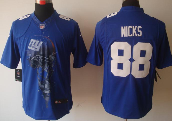 Nike New York Giants 88# Hakeem Nicks Blue Helmet Tri-Blend Limited NFL Jersey Cheap