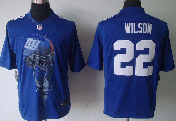 Nike New York Giants 22 Wilson Blue Helmet Tri-Blend Limited NFL Jersey Cheap