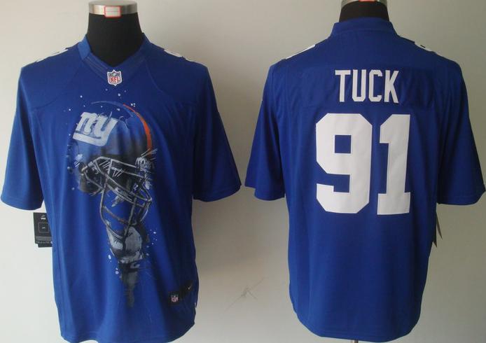 Nike New York Giants 91# Justin Tuck Blue Helmet Tri-Blend Limited NFL Jersey Cheap