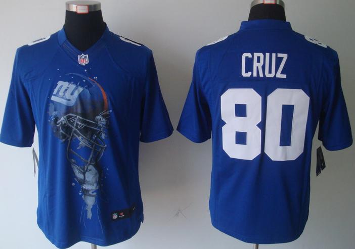 Nike New York Giants #80 Victor Cruz Blue Helmet Tri-Blend Limited NFL Jersey Cheap