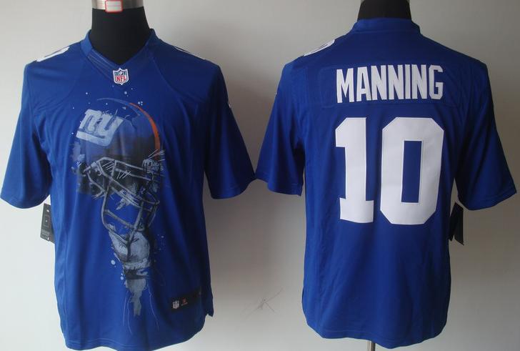 Nike New York Giants 10 Eli Manning Blue Helmet Tri-Blend Limited NFL Jersey Cheap