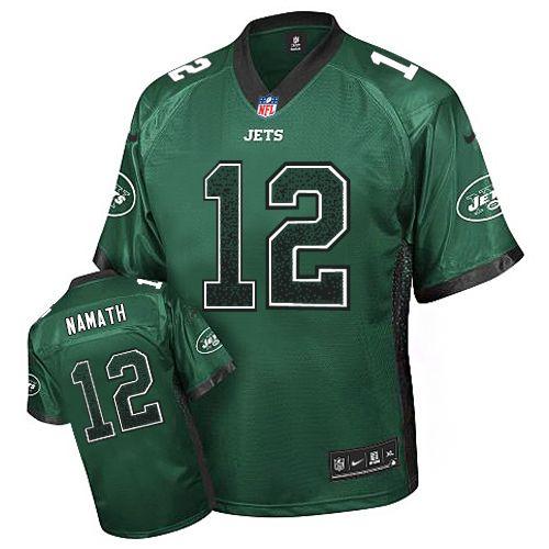 Nike New York Jets 12 Joe Namath Green Drift Fashion Elite NFL Jerseys Cheap