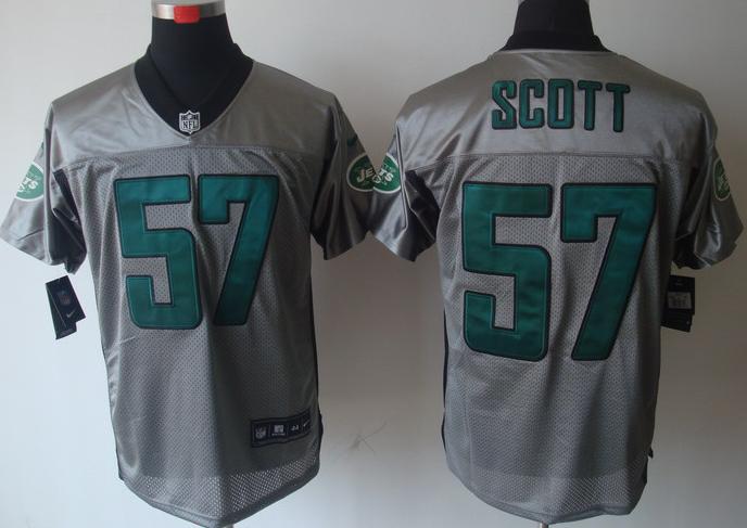 Nike New York Jets 57# Bart Scott Grey Shadow NFL Jerseys Cheap