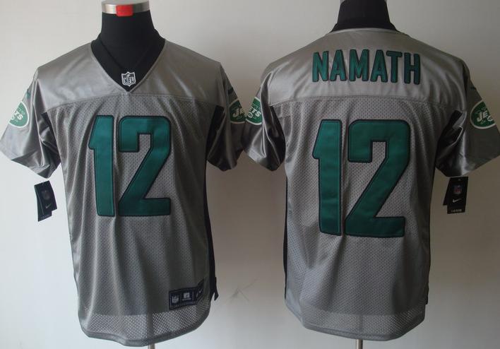 Nike New York Jets 12 Joe Namath Grey Shadow NFL Jerseys Cheap