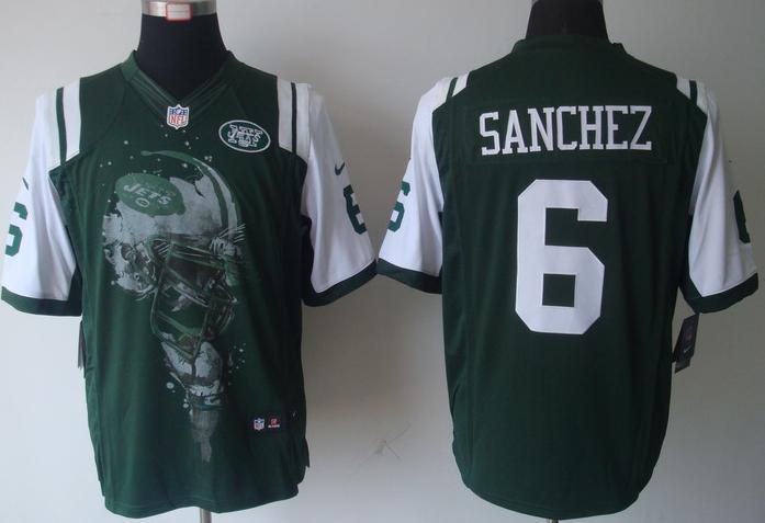 Nike New York Jets 6# Mark Sanchez Green Helmet Tri-Blend Limited NFL Jersey Cheap