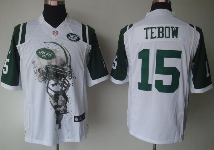 Nike New York Jets 15 Tim Tebow White Helmet Tri-Blend Limited NFL Jersey Cheap