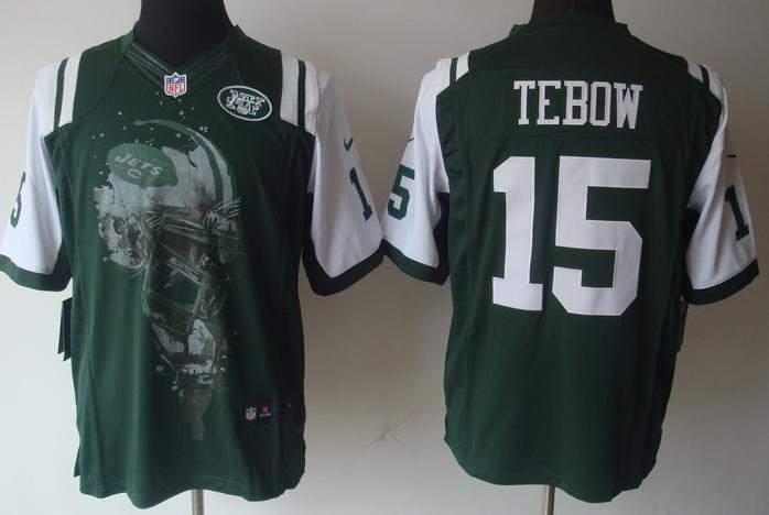 Nike New York Jets 15 Tim Tebow Green Helmet Tri-Blend Limited NFL Jersey Cheap