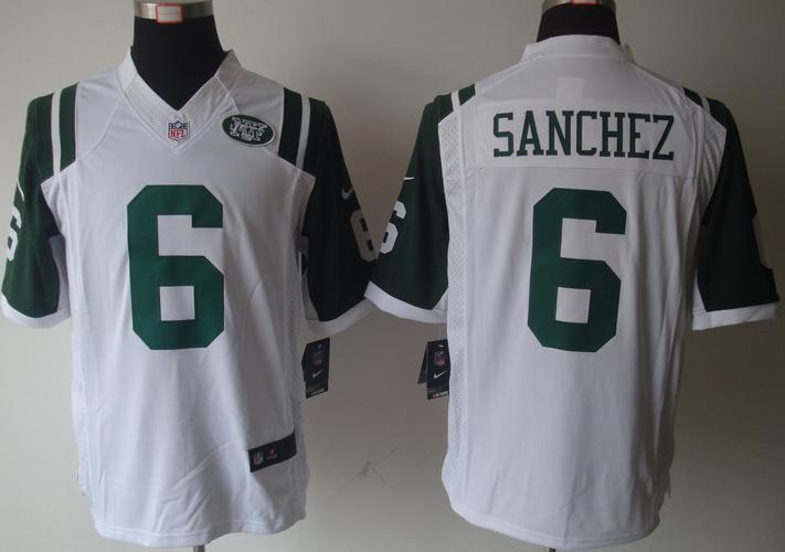 Nike New York Jets 6# Mark Sanchez White Game LIMITED NFL Jerseys Cheap