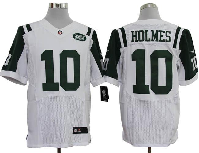 Nike New York Jets 10# Santonio Holmes White Elite Nike NFL Jerseys Cheap