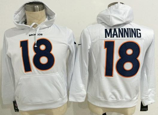 Nike Denver Broncos 18 Peyton Manning White NFL Hoodie Cheap