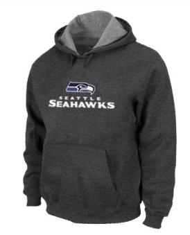 Seattle Seahawks Authentic Logo Pullover Hoodie Dark Grey Cheap