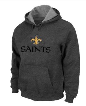 New Orleans Saints Authentic Logo Pullover Hoodie Dark Grey Cheap
