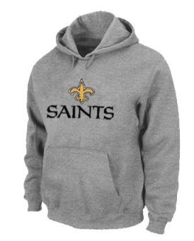 New Orleans Saints Authentic Logo Pullover Hoodie Grey Cheap