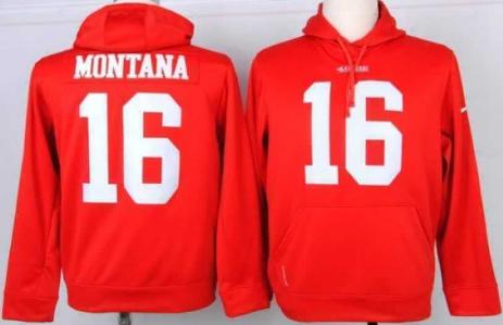 Nike San Francisco 49ers 16 Joe Montana Red NFL Hoodie Cheap