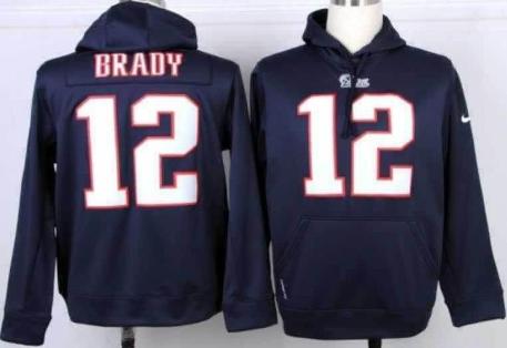 Nike New England Patriots 12 Tom Brady Blue NFL Hoodie Cheap