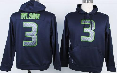 Nike Seattle Seahawks 3 Russell Wilson Blue NFL Hoodie Cheap
