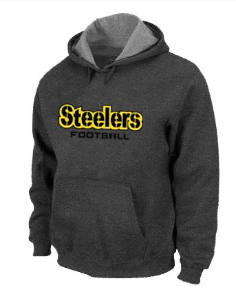 Pittsburgh Steelers Authentic font Pullover NFL Hoodie D.Grey Cheap