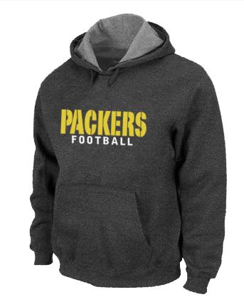 Green Bay Packers font Pullover NFL Hoodie D.Grey Cheap