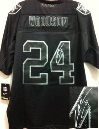 Nike Oakland Raiders 24 Charles Woodson Elite Light Out Black Signed NFL Jerseys Cheap