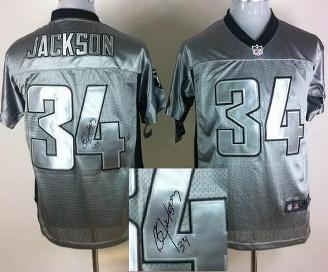 Nike Oakland Raiders 34 Bo Jackson Elite Grey Shadow Signed NFL Jerseys Cheap