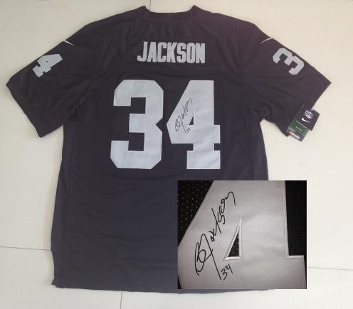 Nike Oakland Raiders 34 Bo Jackson Elite Black Signed NFL Jerseys Cheap