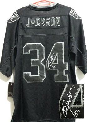 Nike Oakland Raiders 34 Bo.Jackson Elite Light Out Black Signed NFL Jerseys Cheap