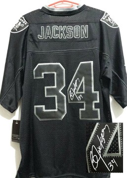 Nike Oakland Raiders 34 Bo Jackson Elite Light Out Black Signed NFL Jerseys Cheap