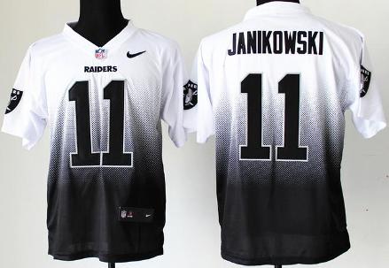 Nike Oakland Raiders 11 Sebastian Janikowski Black White Drift Fashion II Elite NFL Jerseys Cheap