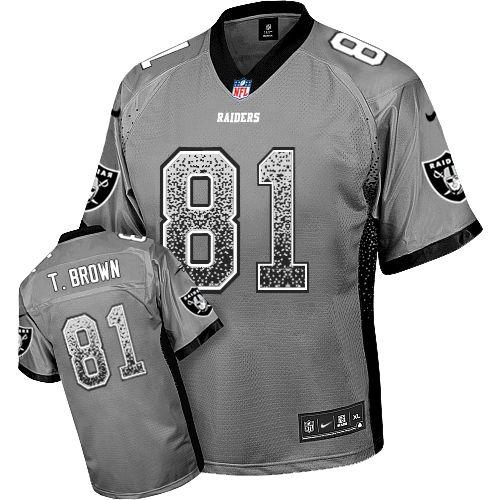 Nike Oakland Raiders 81 Tim Brown Grey Drift Fashion Elite NFL Jerseys Cheap