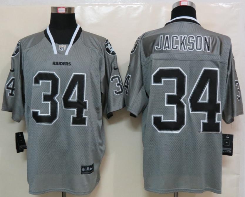 Nike Oakland Raiders 34 Bo.Jackson Grey Lights Out Elite NFL Jerseys Cheap