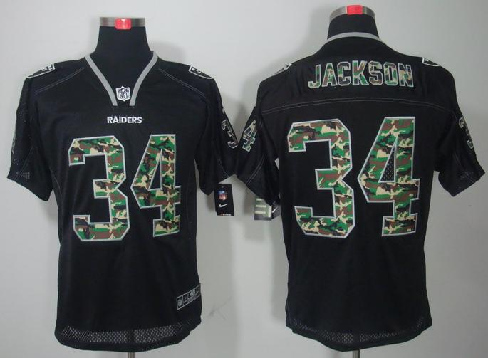 Nike Oakland Raiders 34 Bo.Jackson Black Camo Fashion Elite NFL Jerseys Camo Number Cheap