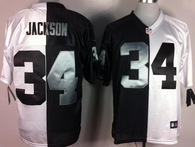 Nike Oakland Raiders 34 Bo.Jackson White-Black Split Elite NFL Jerseys Cheap
