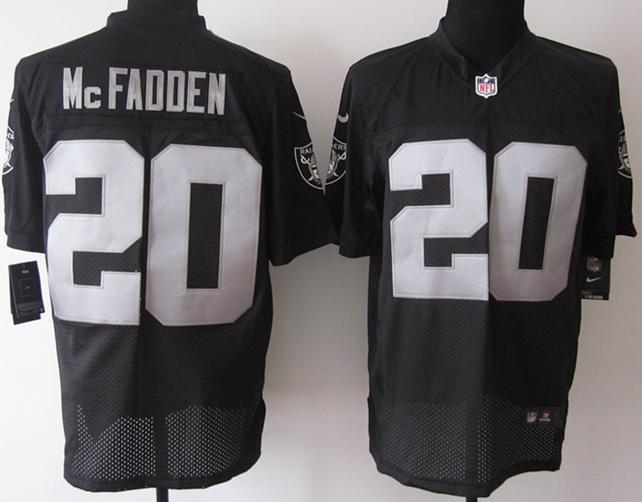 Nike Oakland Raiders #20 Darren McFadden Black Elite Nike NFL Jerseys Logo Sleeves Cheap