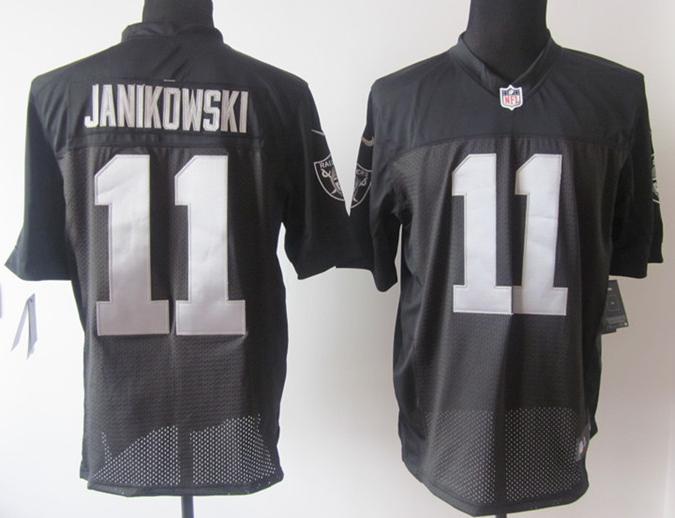 Nike Oakland Raiders #11 Sebastian Janikowski Black Elite Nike NFL Jerseys logo on sleeve Cheap