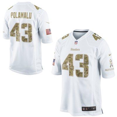 Nike Pittsburgh Steelers 43 Troy Polamalu White Salute to Service Game NFL Jersey Cheap