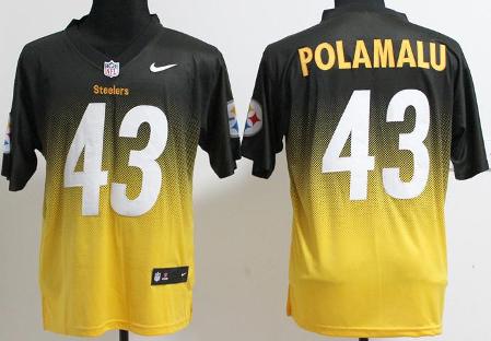 Nike Pittsburgh Steelers 43 Troy Polamalu Black Gold Drift Fashion II Elite NFL Jerseys4 Cheap