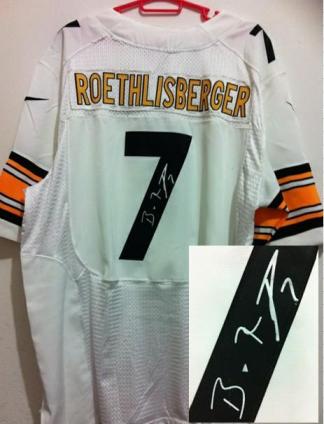 Nike Pittsburgh Steelers 7 Ben Roethlisberger White Signed Elite NFL Jerseys Cheap