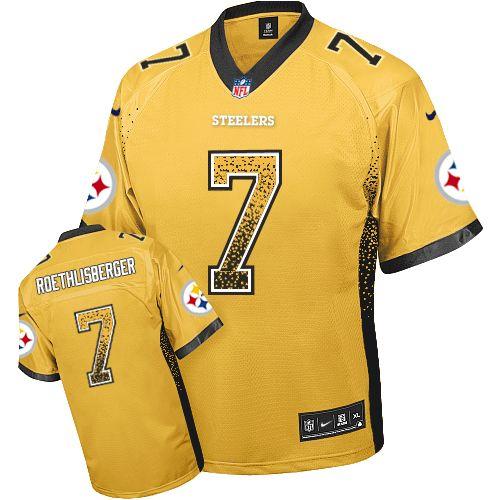 Nike Pittsburgh Steelers 7 Ben Roethlisberger Gold Drift Fashion Elite NFL Jerseys Cheap