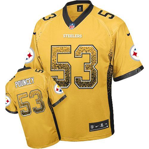 Nike Pittsburgh Steelers 53 Maurkice Pouncey Gold Drift Fashion Elite NFL Jerseys Cheap
