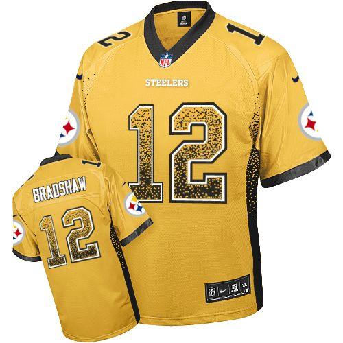 Nike Pittsburgh Steelers 12 Terry Bradshaw Gold Drift Fashion Elite NFL Jerseys Cheap