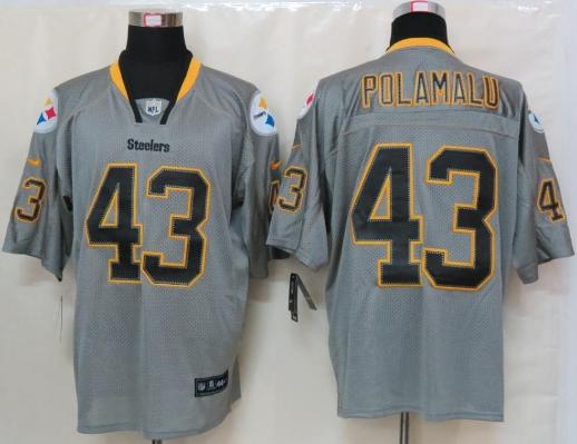 Nike Pittsburgh Steelers #43 Troy Polamalu Grey Lights Out Elite NFL Jerseys Cheap