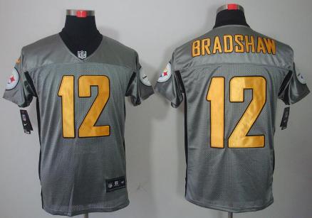 Nike Pittsburgh Steelers #12 Bradshaw Grey Shadow NFL Jerseys Cheap