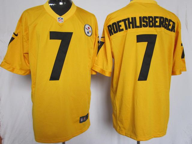 Nike Pittsburgh Steelers #7 Ben Roethlisberger Yellow Game NFL Jerseys Cheap