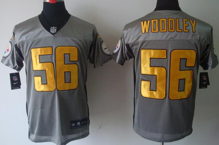 Nike Pittsburgh Steelers #56 Lamarr Woodley Grey Shadow Elite NFL Jerseys Cheap