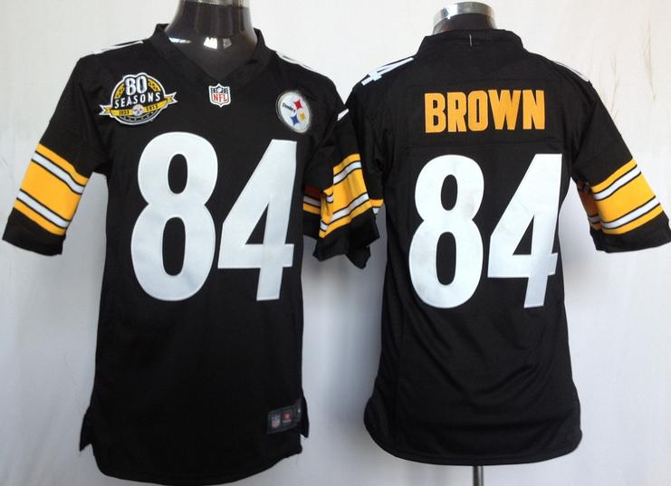Nike Pittsburgh Steelers #84 Antonio Brown Black Game NFL Jerseys W 80th Patch Cheap