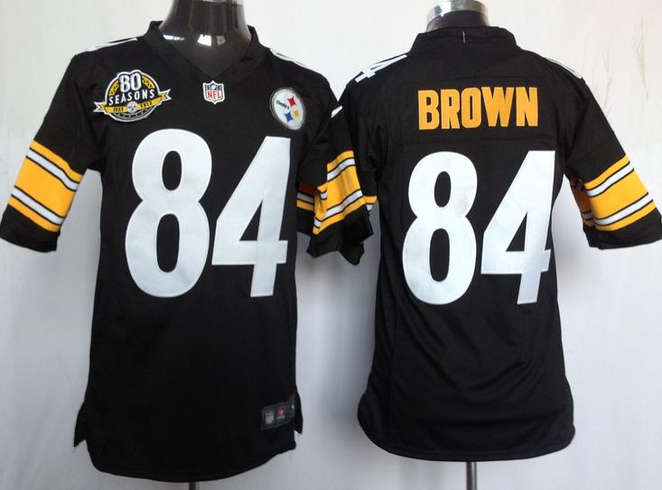 Nike Pittsburgh Steelers #84 Antonio Brown Black Game LIMITED NFL Jerseys W 80th Patch Cheap