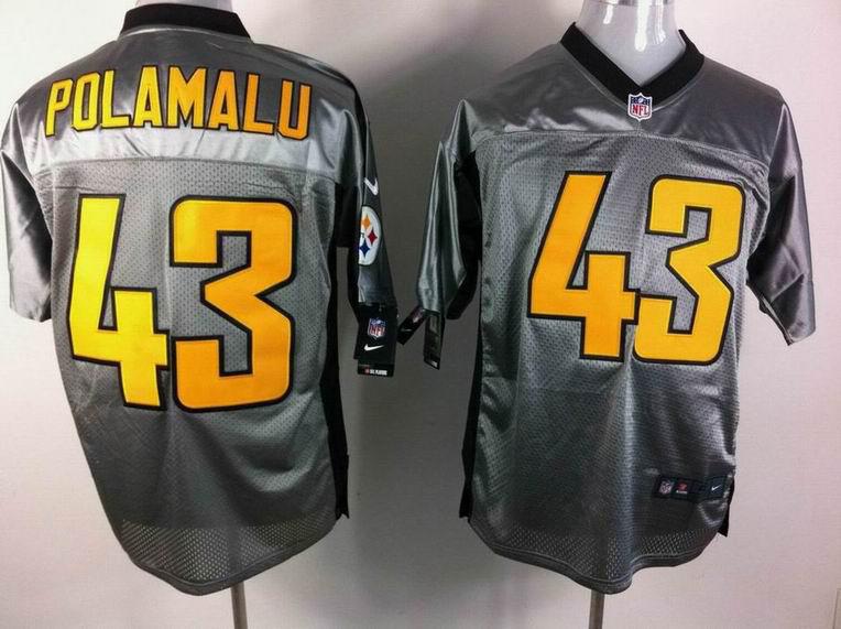 Nike Pittsburgh Steelers #43 Troy Polamalu Grey Shadow Elite NFL Jerseys Cheap