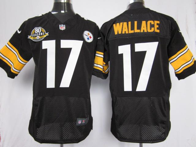 Nike Pittsburgh Steelers #17 Mike Wallace Black Elite Nike NFL Jerseys W 80 Anniversary Patch Cheap